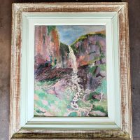 Georges Fontanet   cascade du Mont Dore Huile sur toile XX ème – Image 2